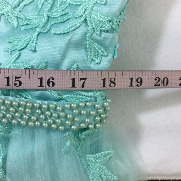 FORMAL SZ 16W blue plus tulle embroidered beaded maxi party prom dress NEW B93 - Picture 5 of 7